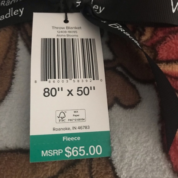 Vera Bradley Aloha Blooms Throw Blanket 80” X 50” - Picture 2 of 6